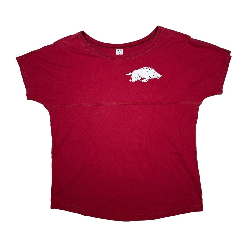 Arkansas Razorbacks T Shirt Women's Large Red Mascot VENLEY Graphic Tee Jersey